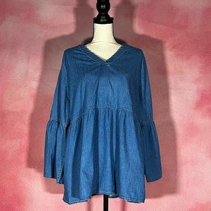 *SOLD* Lane Bryant Plus Size Denim Long Sleeve Babydoll Top 18/20